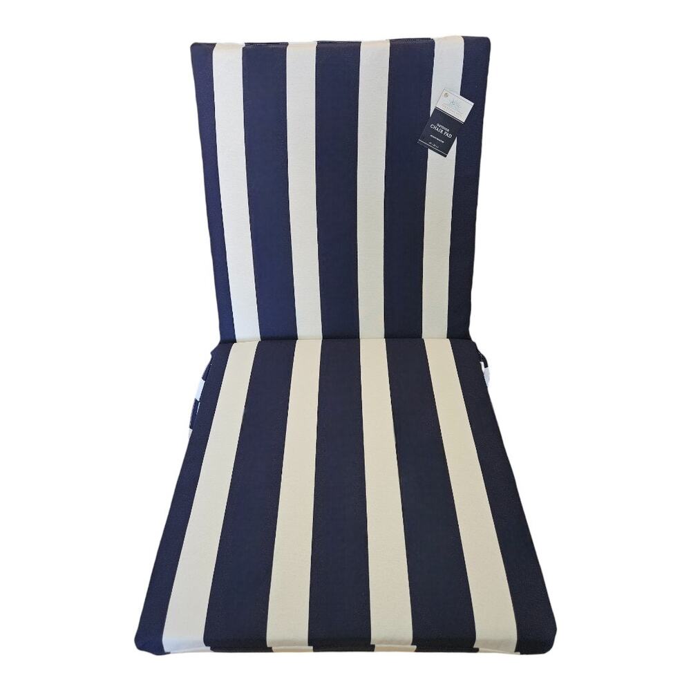 NEW Turquoise Sun Nautical Navy Stripe Patio Chair Cushion (Size: 20"x23") 2 Pad - Picture 2 of 6
